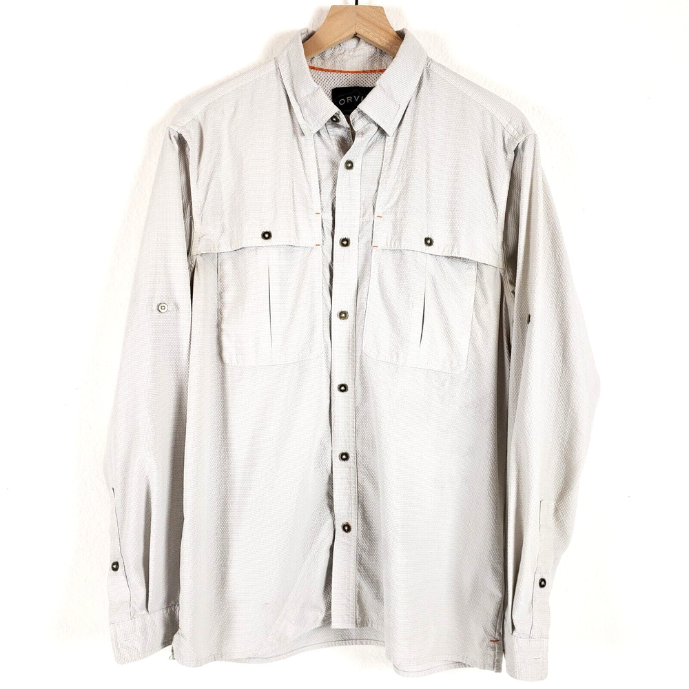 Orvis Searsucker Off White SIZE M Off White Long Sleee Button Down Shirt